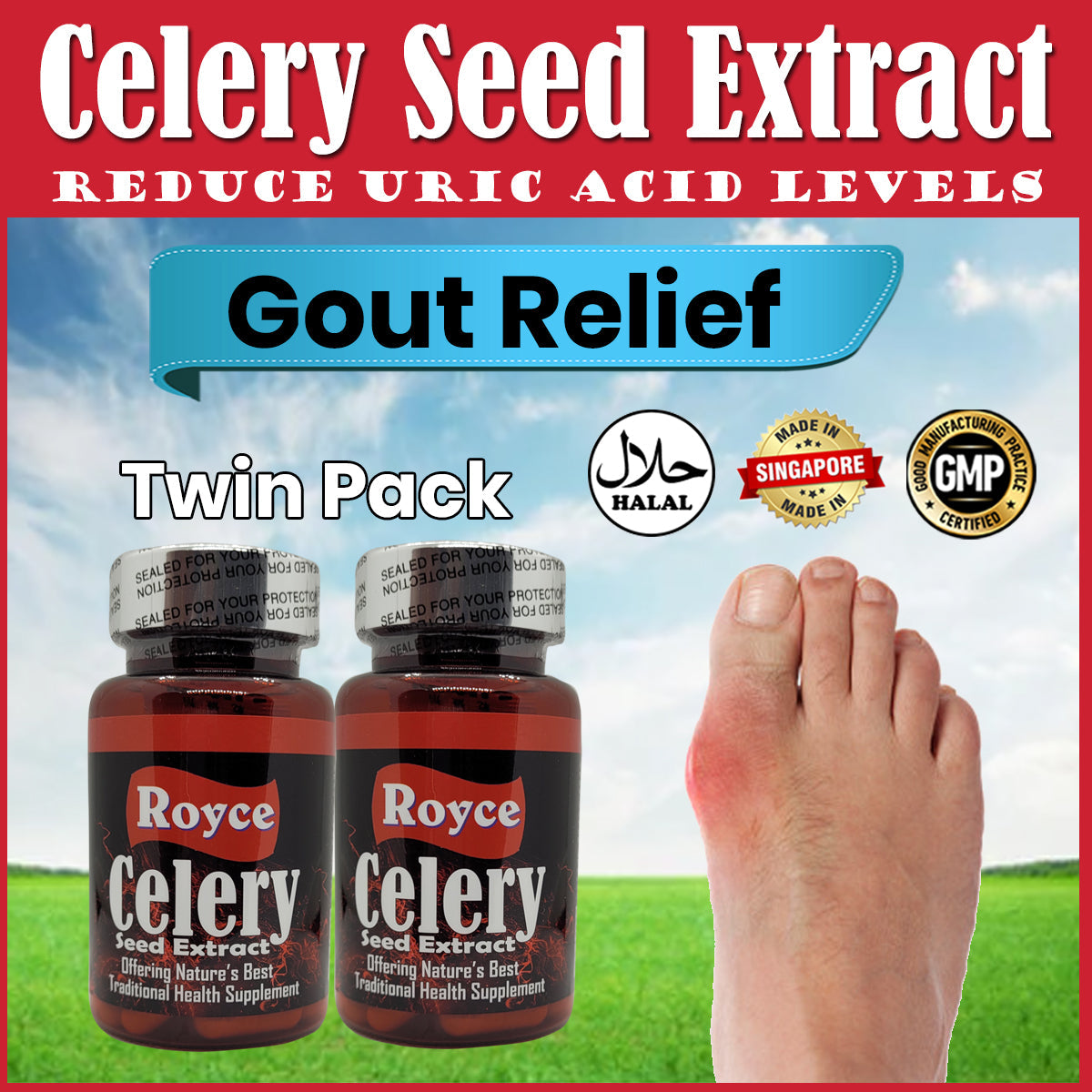 Royce Health Celery Seeds Health Supplement reduces Uric and prevent Gout attacks