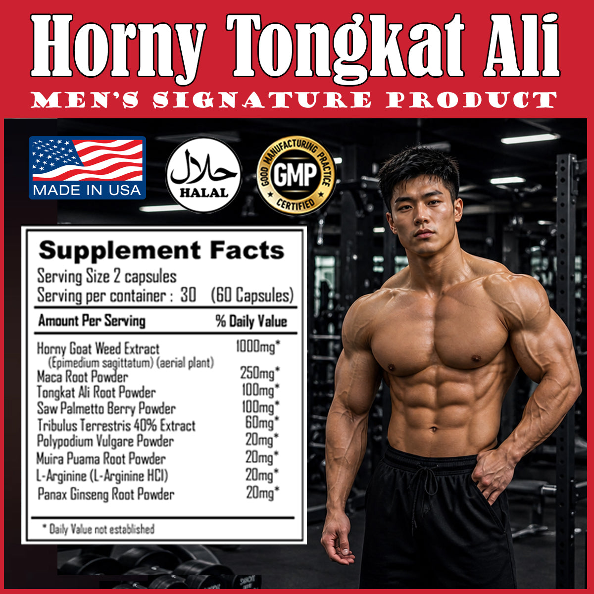 Royce Horny Ali 60 Capsules | Signature Men's Supplement Blend | Tongkat Ali Maca Horny Goat Weed and others