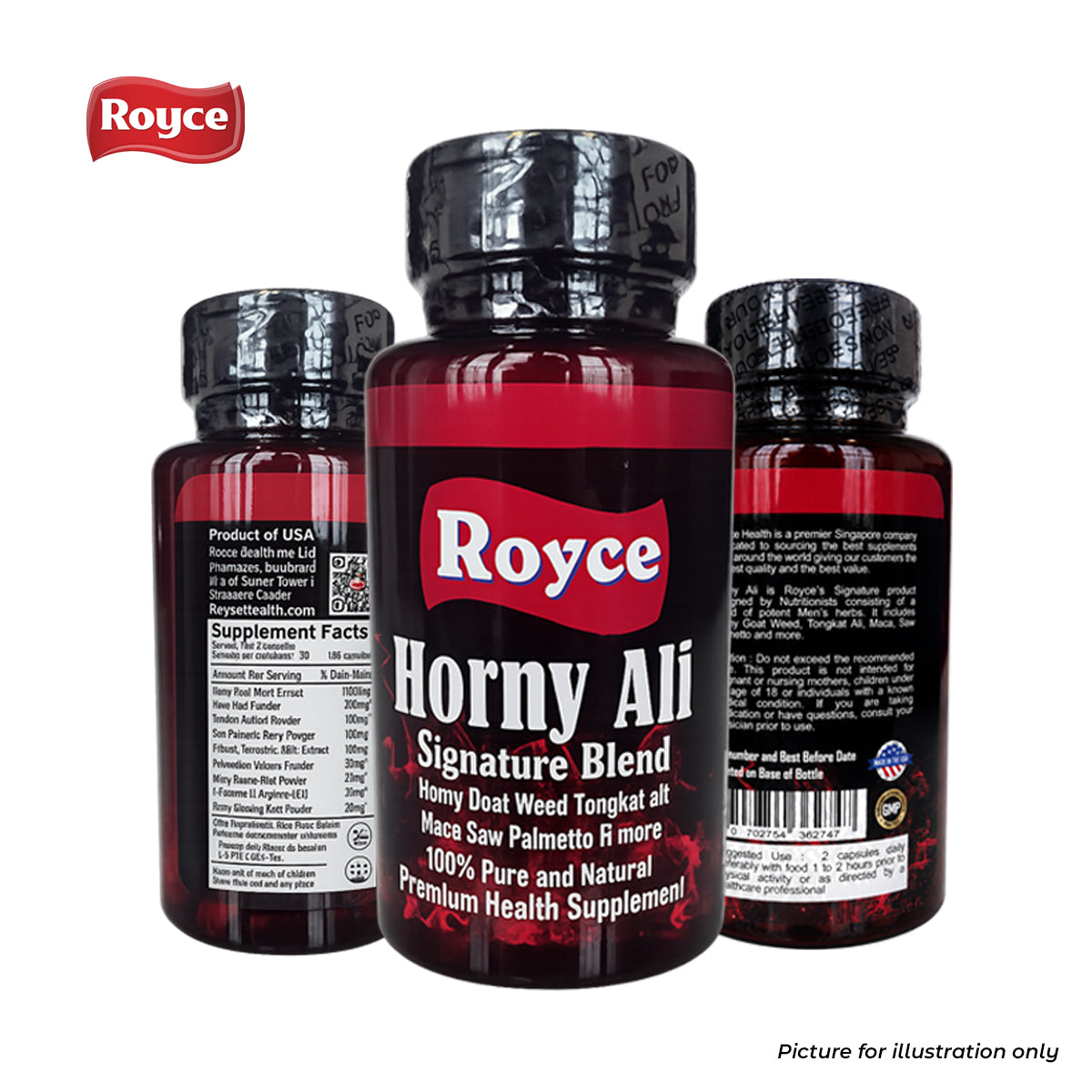 Royce Horny Ali 60 Capsules | Signature Men's Supplement Blend | Tongkat Ali Maca Horny Goat Weed and others