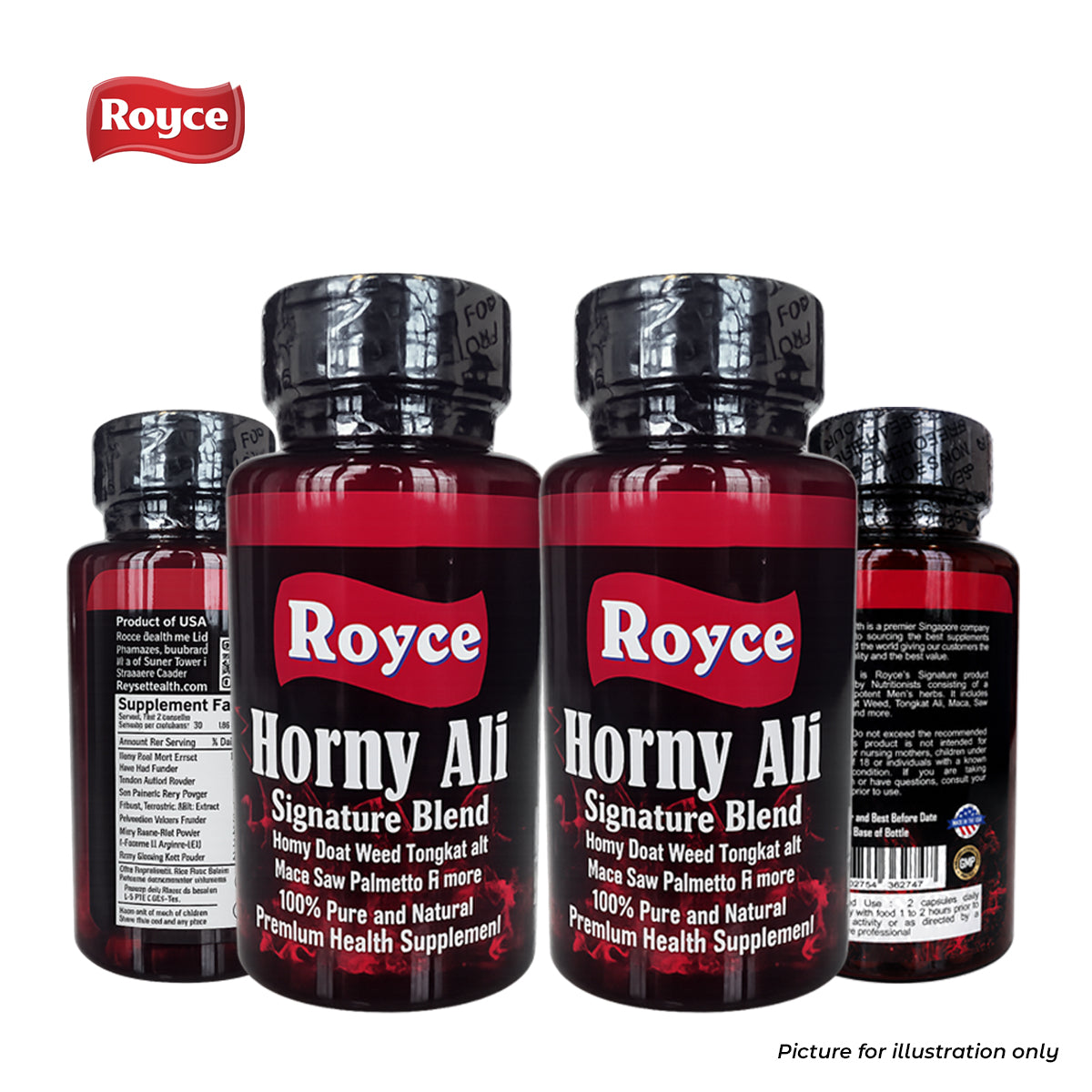 Royce Horny Ali Twin Pack Bundle (60X2) 120 capsules | Signature Men's Power Blend GMP Made in USA