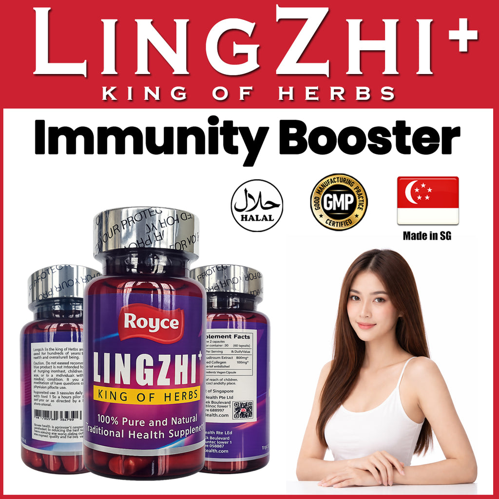 Royce LingZhi+ (Reishi) Extract 60 capsules | King of Herbs | GMP Quality Made in Singapore