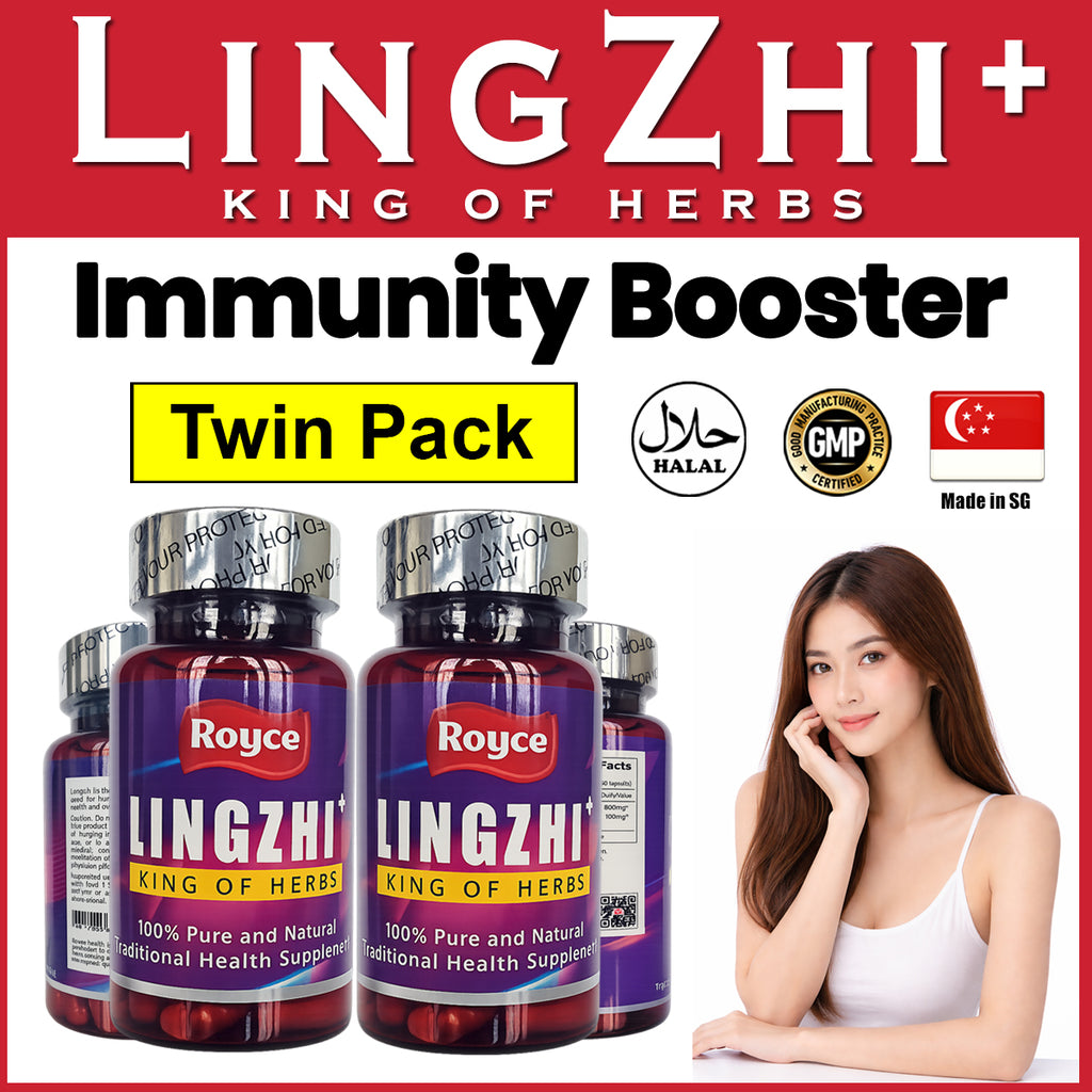 Royce LingZhi Twin Pack Bundle | (60X2) capsules | King of Herbs |  GMP Quality Made in Singapore