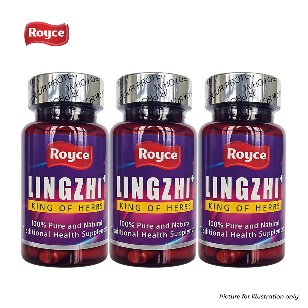 Royce LingZhi Triple Pack Bundle (60X3) 180 capsules King of Herbs Vegan Singapore GMP Quality