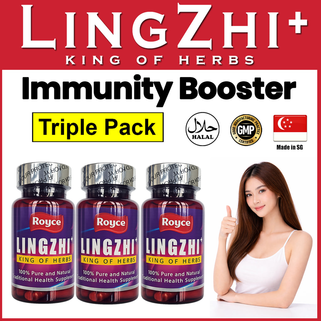 Royce LingZhi Triple Pack Bundle (60X3) 180 capsules King of Herbs Vegan Singapore GMP Quality