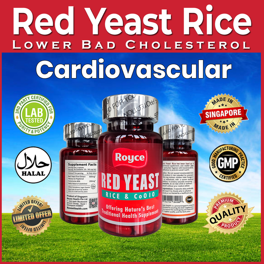 Red Yeast Rice CoQ10  - 60 capsules Cardiovascular heart health natural statins lower Cholesterol LDL blood pressure