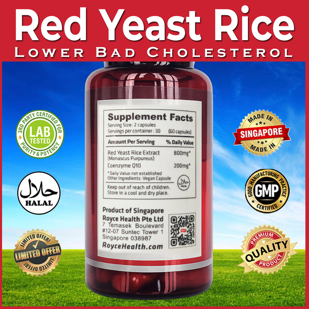 Red Yeast Rice CoQ10  - 60 capsules Cardiovascular heart health natural statins lower Cholesterol LDL blood pressure