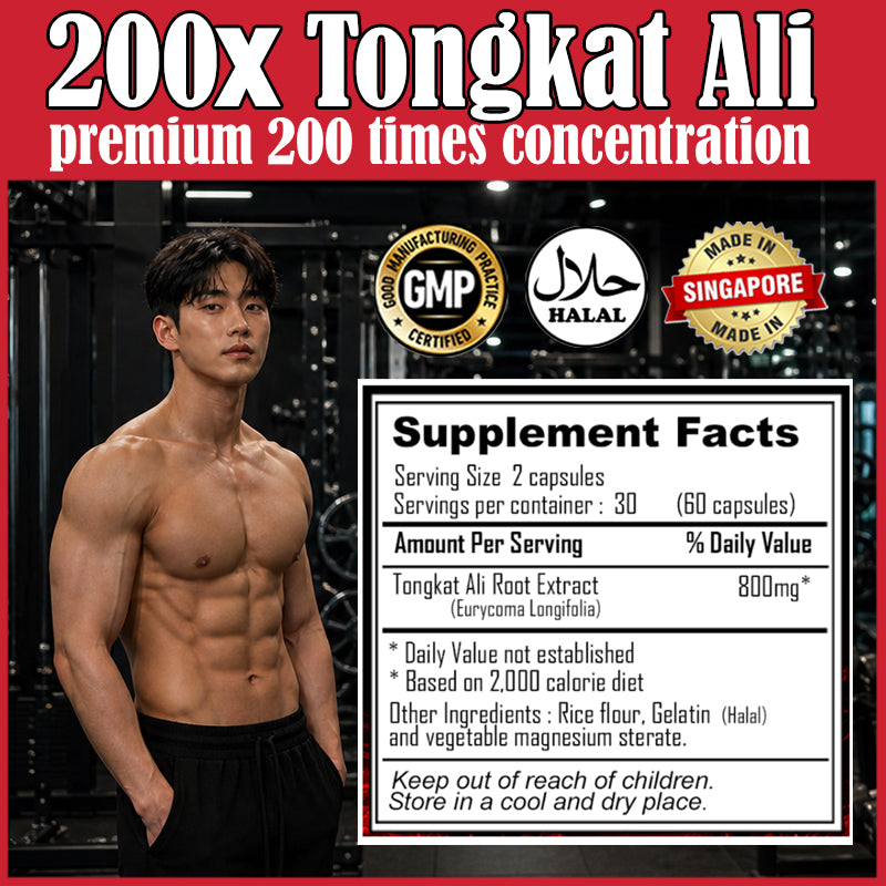 Royce Tongkat Ali 200X Premium Formula Twin Pack Bundle (60x2) 120 capsules GMP Certified Made in Singapore product