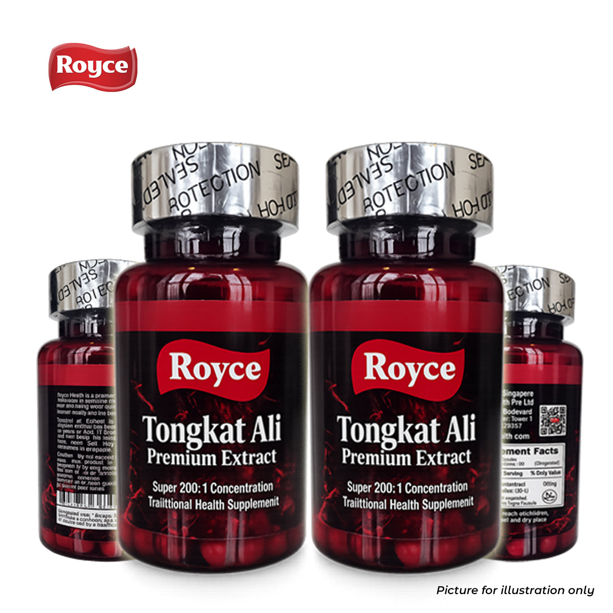 Royce Tongkat Ali 200X Premium Formula Twin Pack Bundle (60x2) 120 capsules GMP Certified Made in Singapore product
