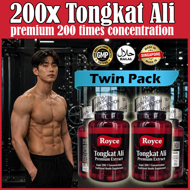 Royce Tongkat Ali 200X Premium Formula Twin Pack Bundle (60x2) 120 capsules GMP Certified Made in Singapore product